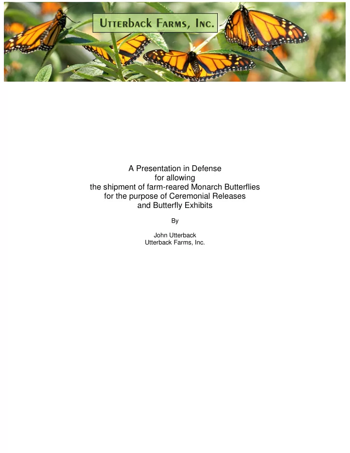 a presentation in defense for allowing the shipment of