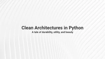 C  l  e  a  n  A  r  c  h  i  t  e  c  t  u  r  e  s  i  n  P  y  t  h  o  n  A  t  a  l  e  o  f