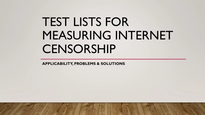 test lists for