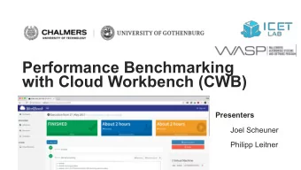 Performance Benchmarking  with Cloud Workbench (CWB)  Presenters  Joel Scheuner  Philipp Leitner