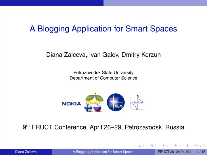 a blogging application for smart spaces