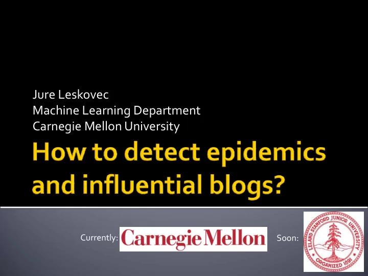 jure leskovec machine learning department carnegie mellon