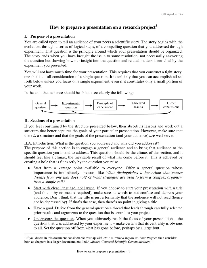 how to prepare a presentation on a research project 1