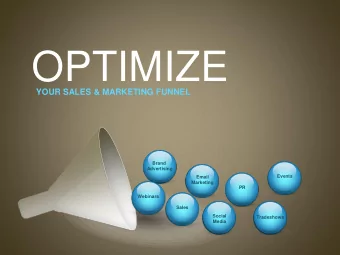 OPTIMIZE  YOUR SALES &amp; MARKETING FUNNEL  Brand  Advertising  Events  Email  Marketing  PR