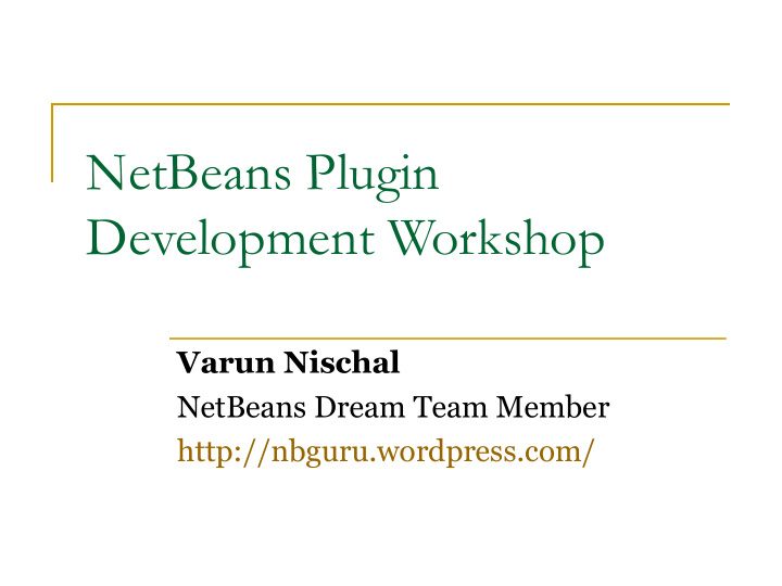 netbeans plugin development workshop