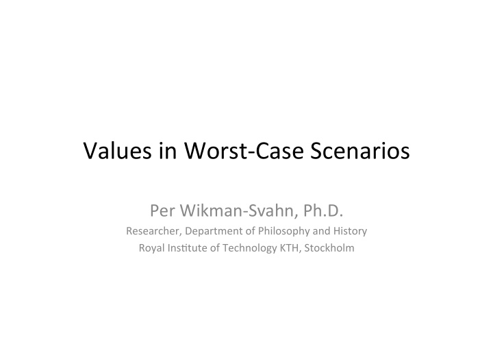 values in worst case scenarios