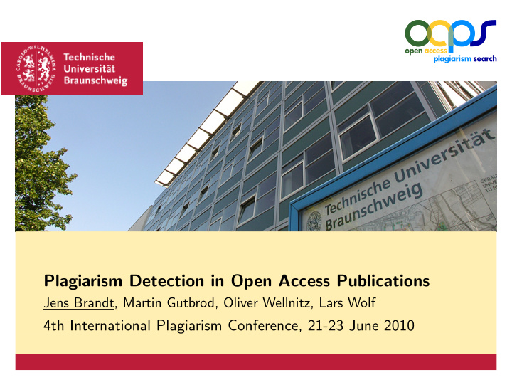 plagiarism detection in open access publications