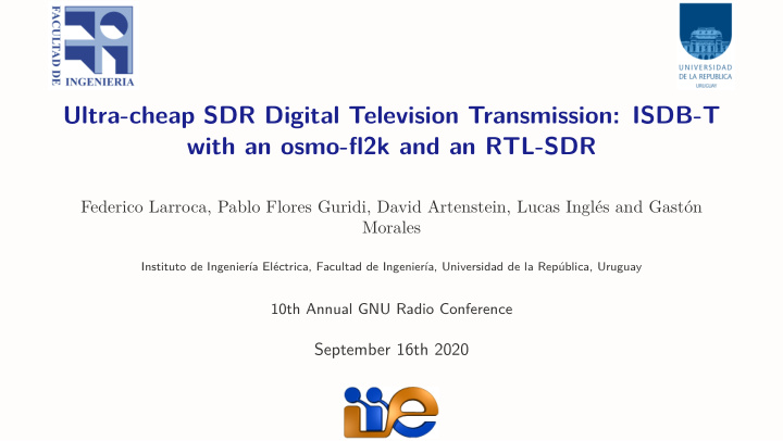 ultra cheap sdr digital television transmission isdb t