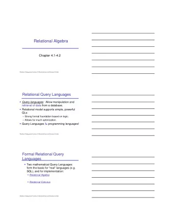 Relational Algebra  Chapter 4.1-4.2