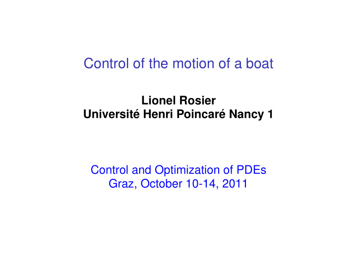 control of the motion of a boat