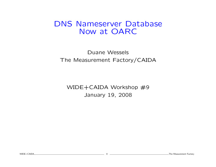 dns nameserver database now at oarc