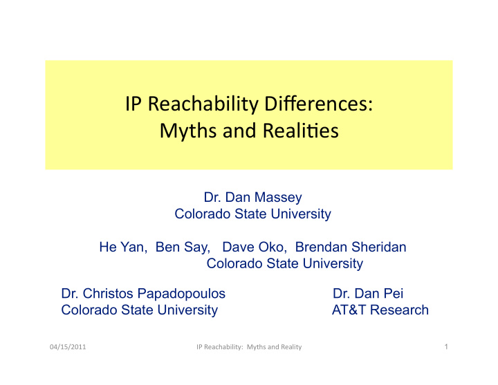 ip reachability differences myths and reali es