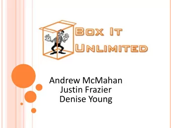 Andrew McMahan  Justin Frazier  Denise Young M ISSION S TATEMENT  Box It Unlimited is a  company