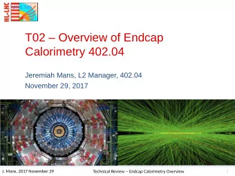 T02  Overview of Endcap  Calorimetry 402.04  Jeremiah Mans, L2 Manager, 402.04  November 29,