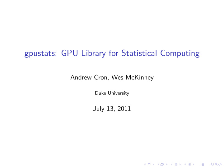 gpustats gpu library for statistical computing