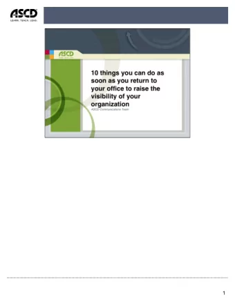 1  2  3 Creating a mission:  Key ideas:  Should be a part of your core communications  Should a