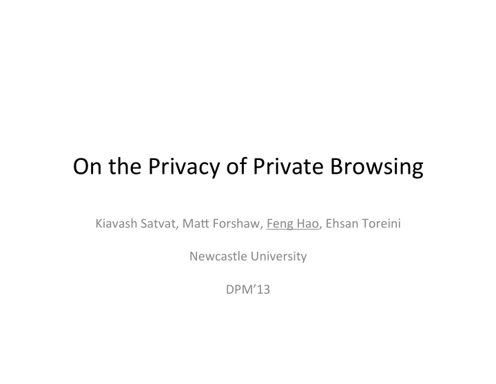on the privacy of private browsing
