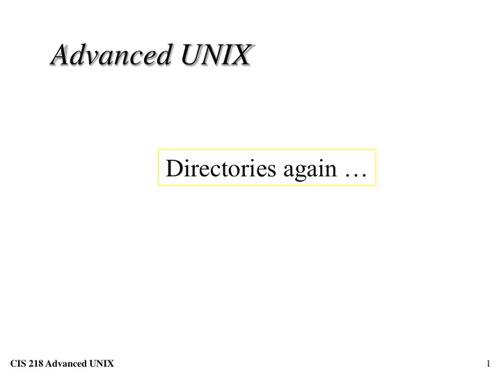 advanced unix