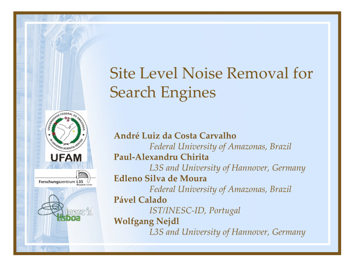 site level noise removal for search engines