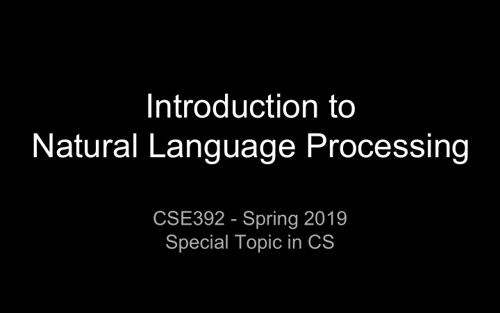 introduction to natural language processing