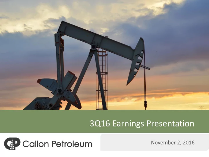 3q16 earnings presentation