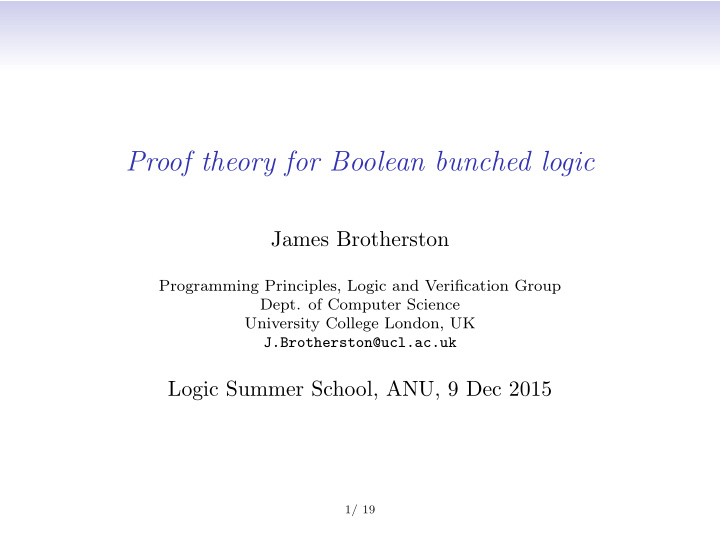 proof theory for boolean bunched logic