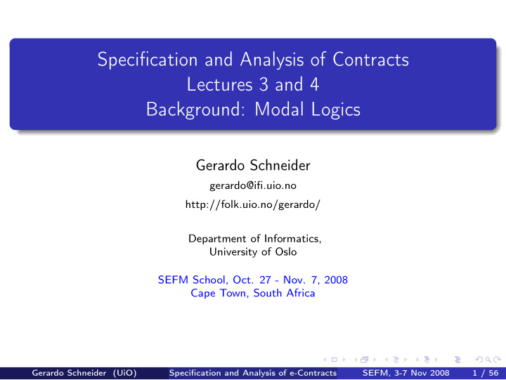 specification and analysis of contracts lectures 3 and 4