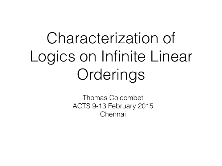 characterization of logics on infinite linear orderings
