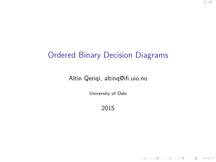 ordered binary decision diagrams
