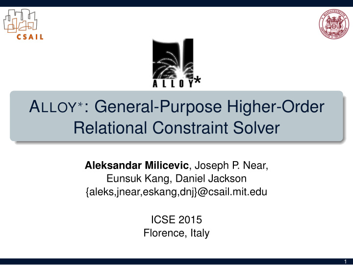 a lloy general purpose higher order relational constraint