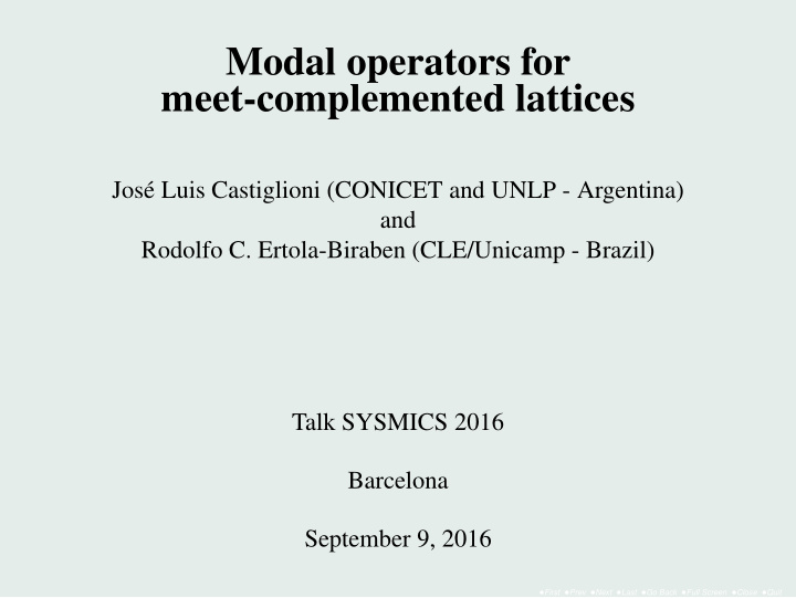 modal operators for meet complemented lattices