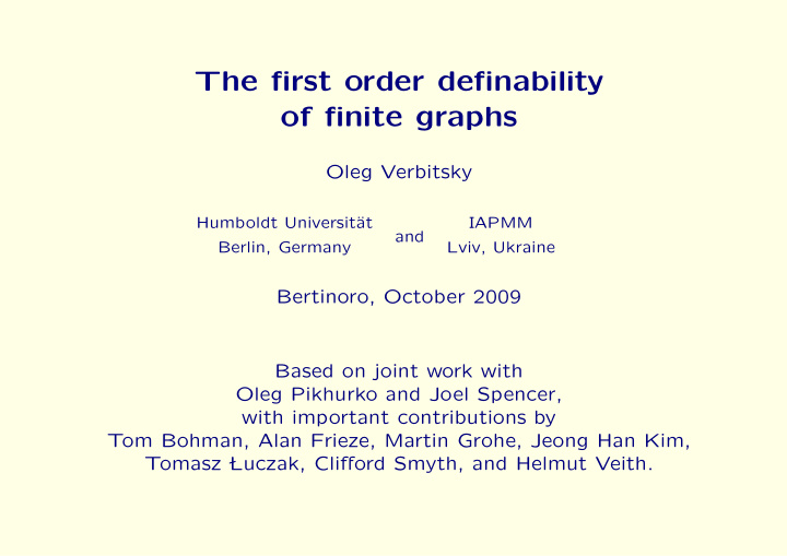 the first order definability of finite graphs