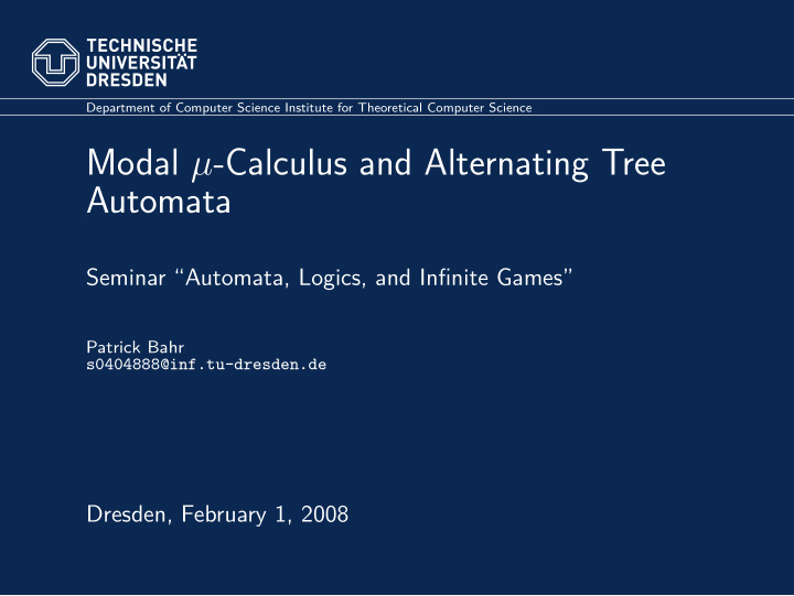 modal calculus and alternating tree automata