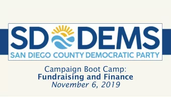Fundraising and Finance  November 6, 2019  CAMPAIGN  FINANCE COMPLIANCE  DISCLAIMER  Presentation