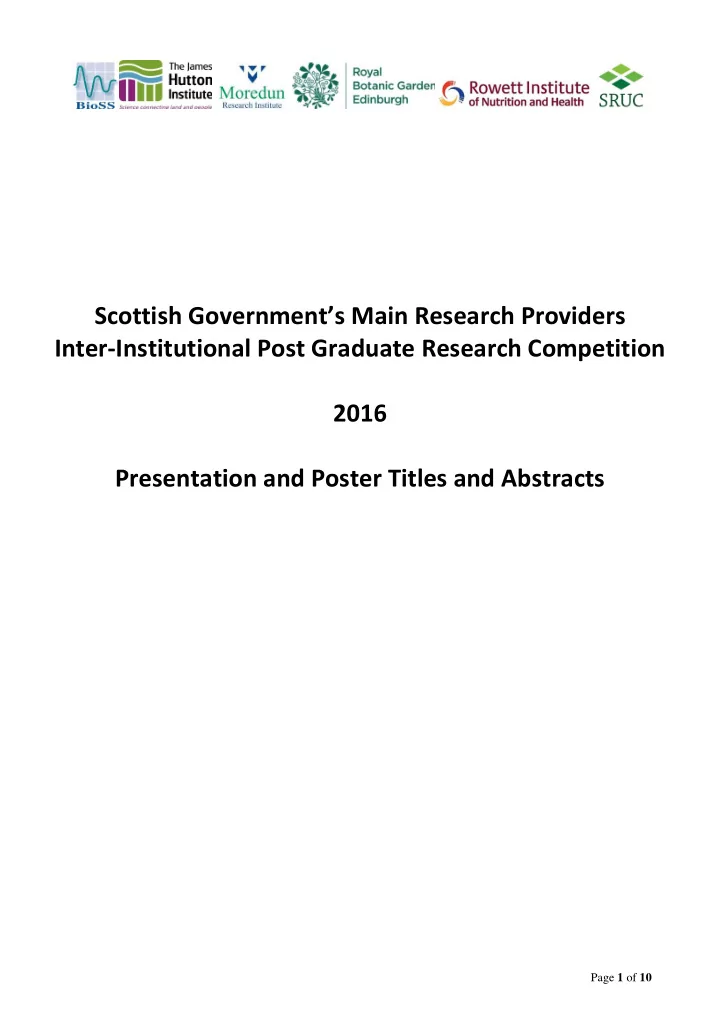 scottish government s main research providers inter