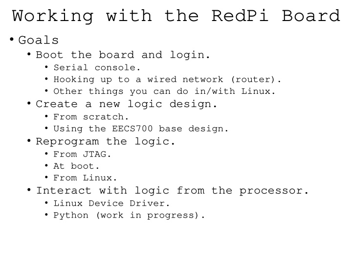 working with the redpi board