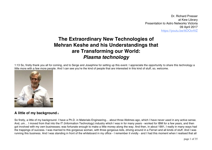 the extraordinary new technologies of mehran keshe and