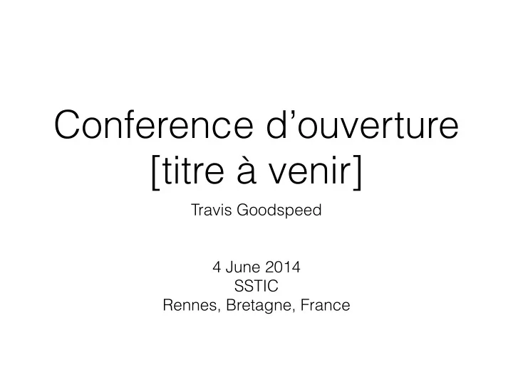 conference d ouverture titre venir