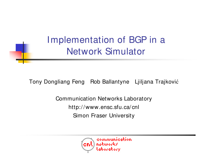 implementation of bgp in a network simulator