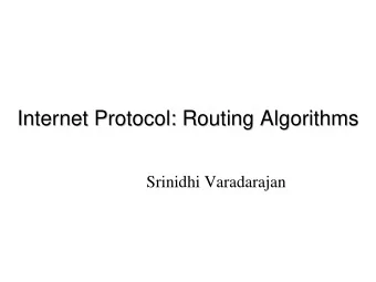 Internet Protocol: Routing Algorithms  Internet Protocol: Routing Algorithms  Srinidhi Varadarajan