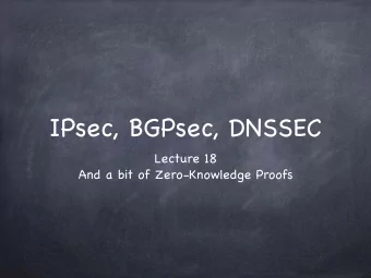 IPsec, BGPsec, DNSSEC Lecture 18  And a bit of Zero-Knowledge Proofs  Internet Protocol Suite