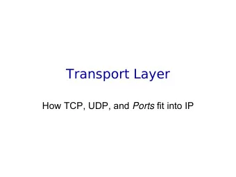 Transport Layer How TCP, UDP, and Ports fit into IP  Layer 4: the Transport Layer  Responsibilities