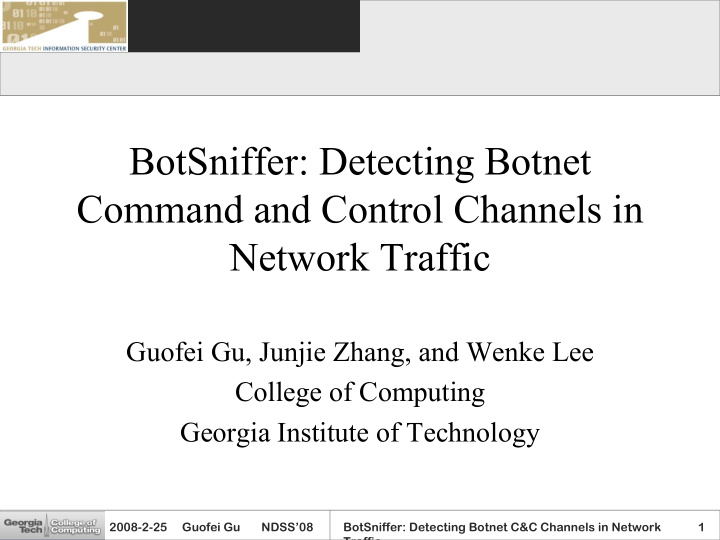 botsniffer detecting botnet command and control channels