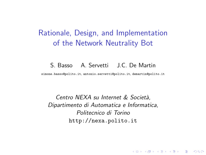 rationale design and implementation of the network