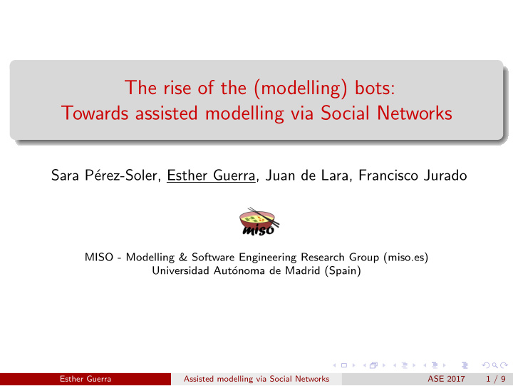 the rise of the modelling bots towards assisted modelling