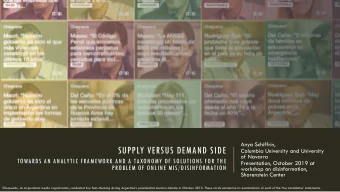 SUPPLY VERSUS DEMAND SIDE  Columbia University and University  of Navarra  TOWARDS AN ANALYTIC