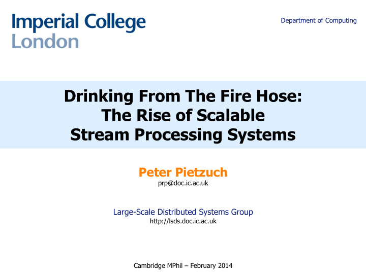 drinking from the fire hose the rise of scalable stream