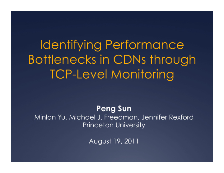 identifying performance bottlenecks in cdns through tcp