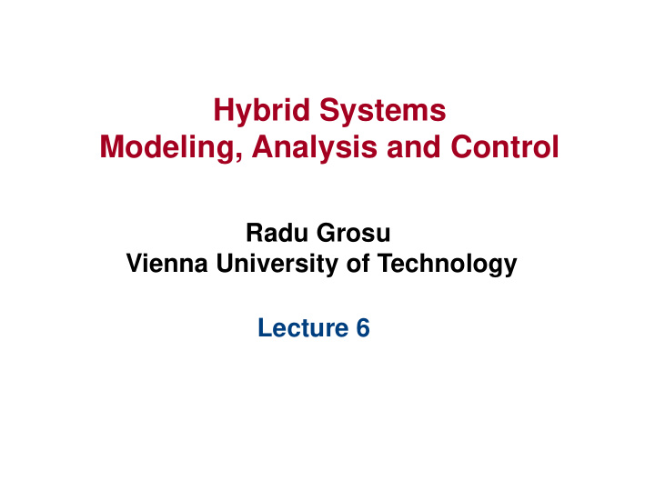 modeling analysis and control