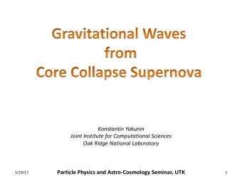 Konstantin Yakunin  Joint Institute for Computational Sciences  Oak Ridge National Laboratory